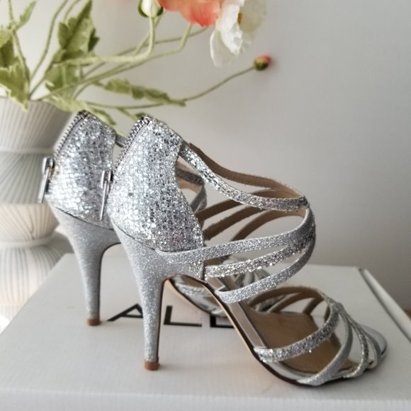 Aldo Silver Strappy Leather Heeled Sandals - Picture 2 of 7
